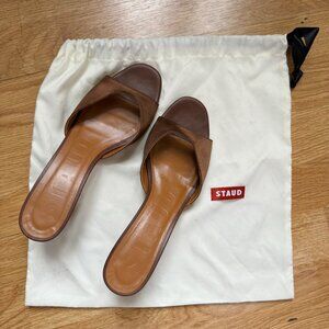STAUD Brigitte Mule Clove Satin Size 38.5 / 8.5 Gently Worn